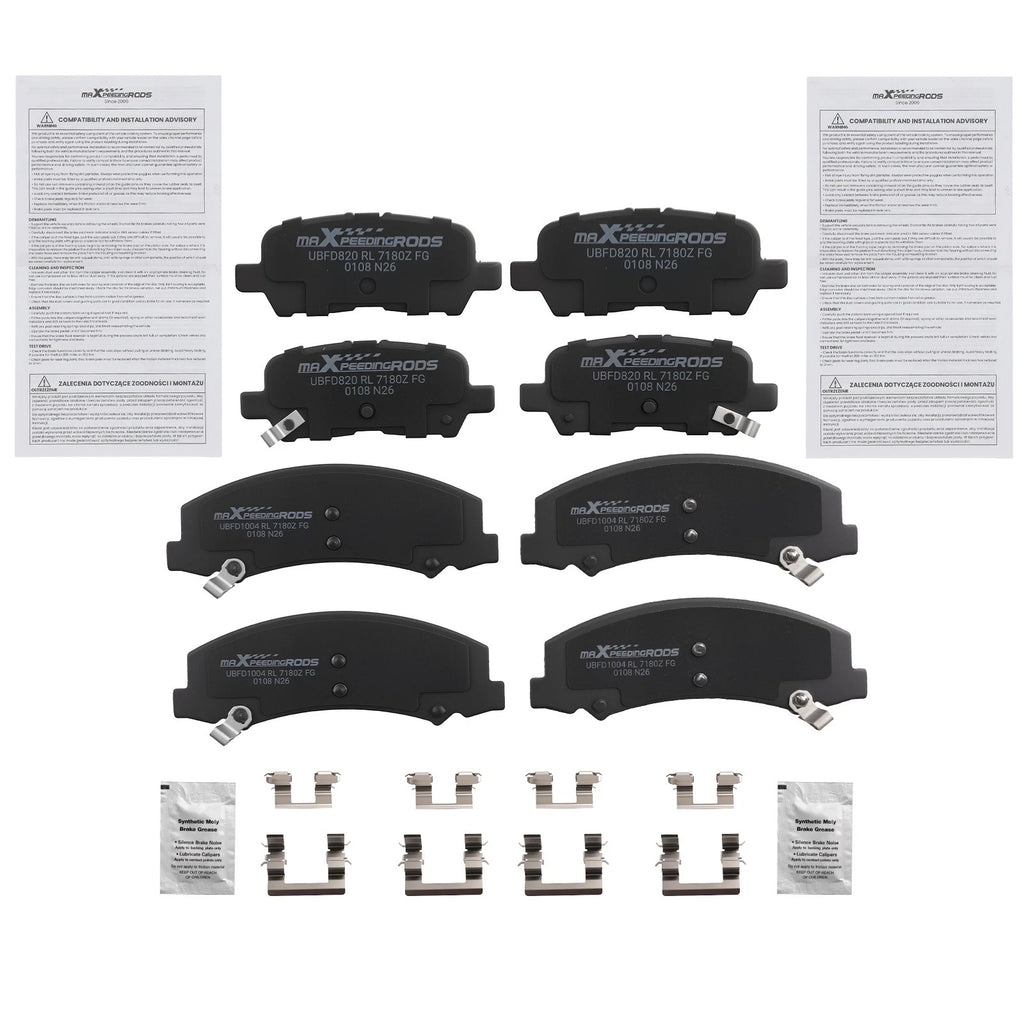 Front & Rear Ceramic Brake Pads Kit for Chevrolet Impala (2010–2013) D999