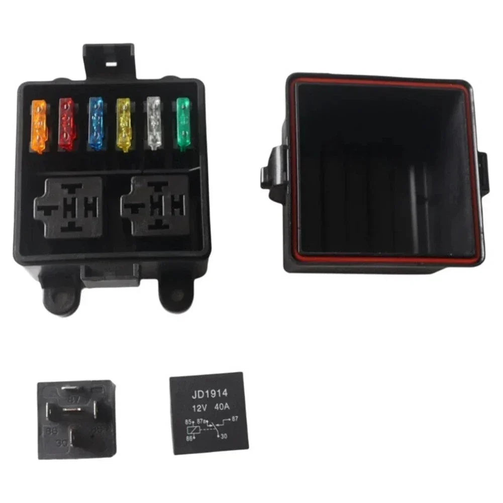 Fuse Box 6-Circuit 2 Relays Electrical for Truck RV Marine