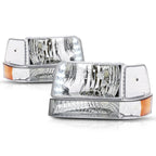 LED DRL Headlight for Ford F150/F250/F350 (1992–1996) Chrome Housing Amber Corner