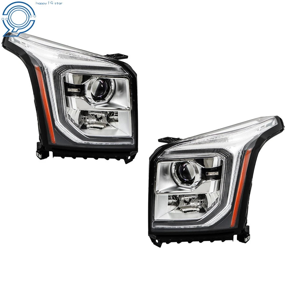 Pair HID LED DRL Projector Headlights for GMC Yukon XL (2015–2020)