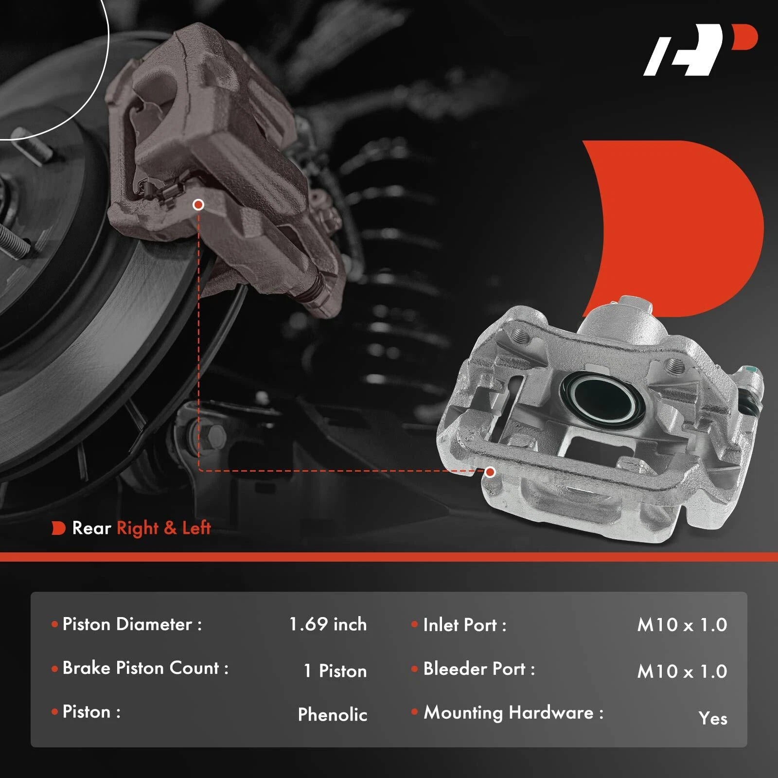 Pair Rear Brake Calipers with Bracket for Honda Pilot Ridgeline Acura MDX (2003–2021)