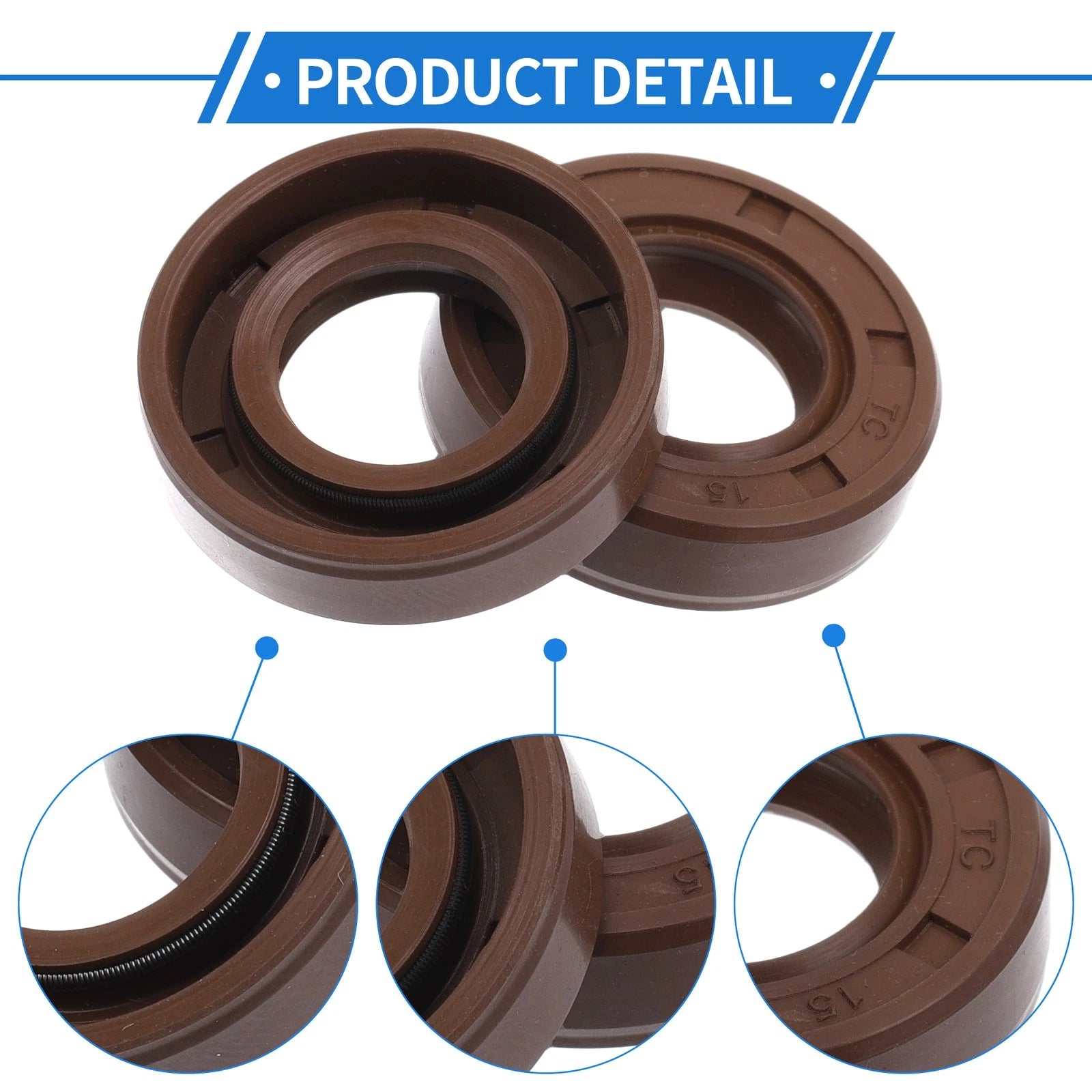 2X Oil Seal Rotary Shaft Seal for Various Models (15x28x7mm) FKM Rubber