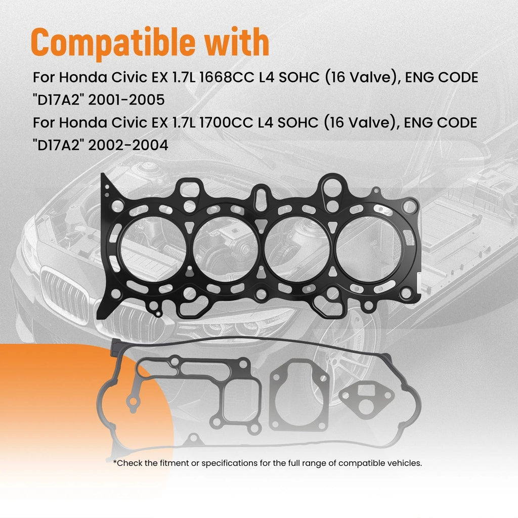 Head Gasket Bolt Set for Honda Civic EX HX 1.7L D17A2 D17A6 (2001–2005)