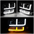 LED DRL Headlights Pair for GMC Sierra Yukon Denali (2001–2007) Chrome