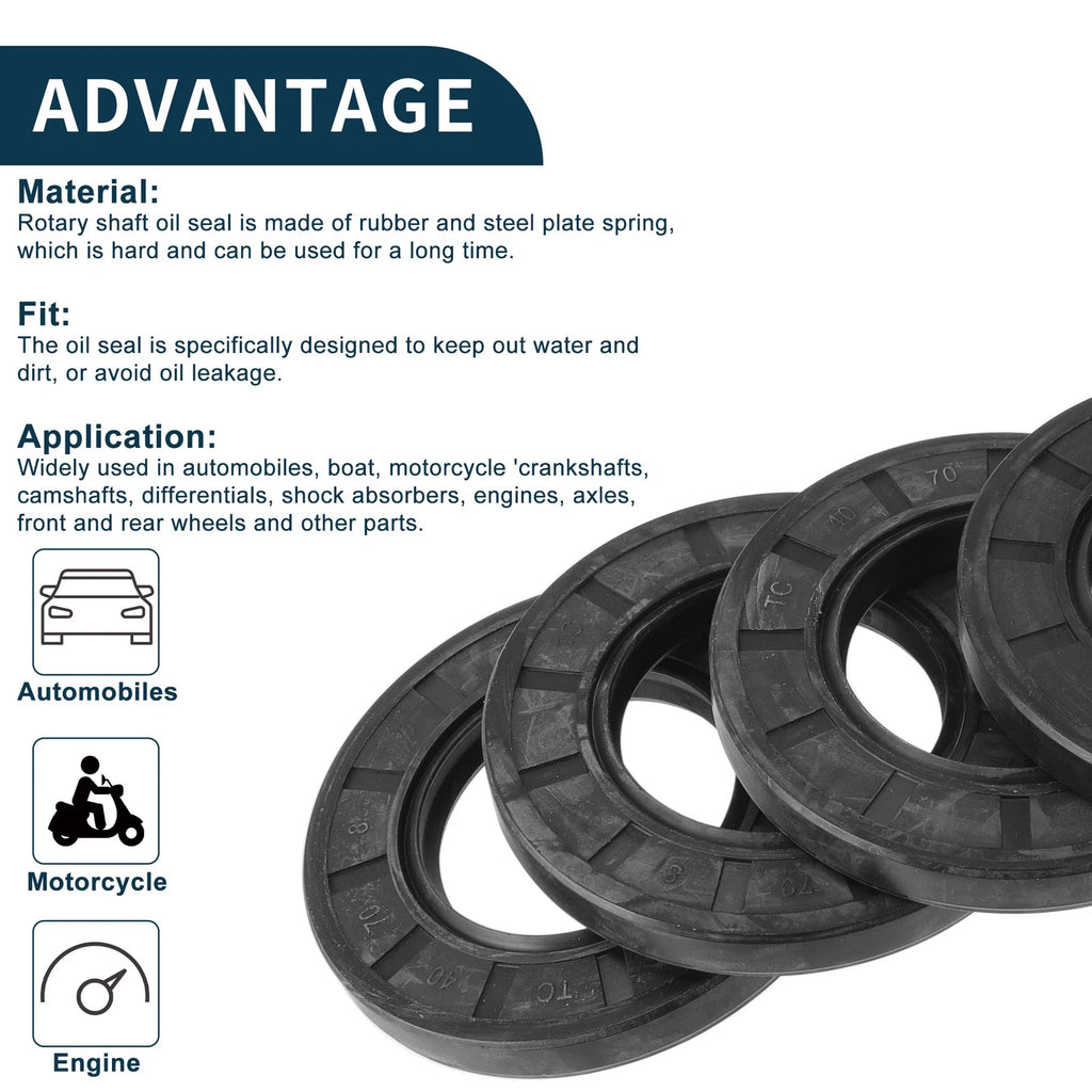 Set of 5 Oil Seal Ring NBR Rubber 40x70x8mm for Various Models 