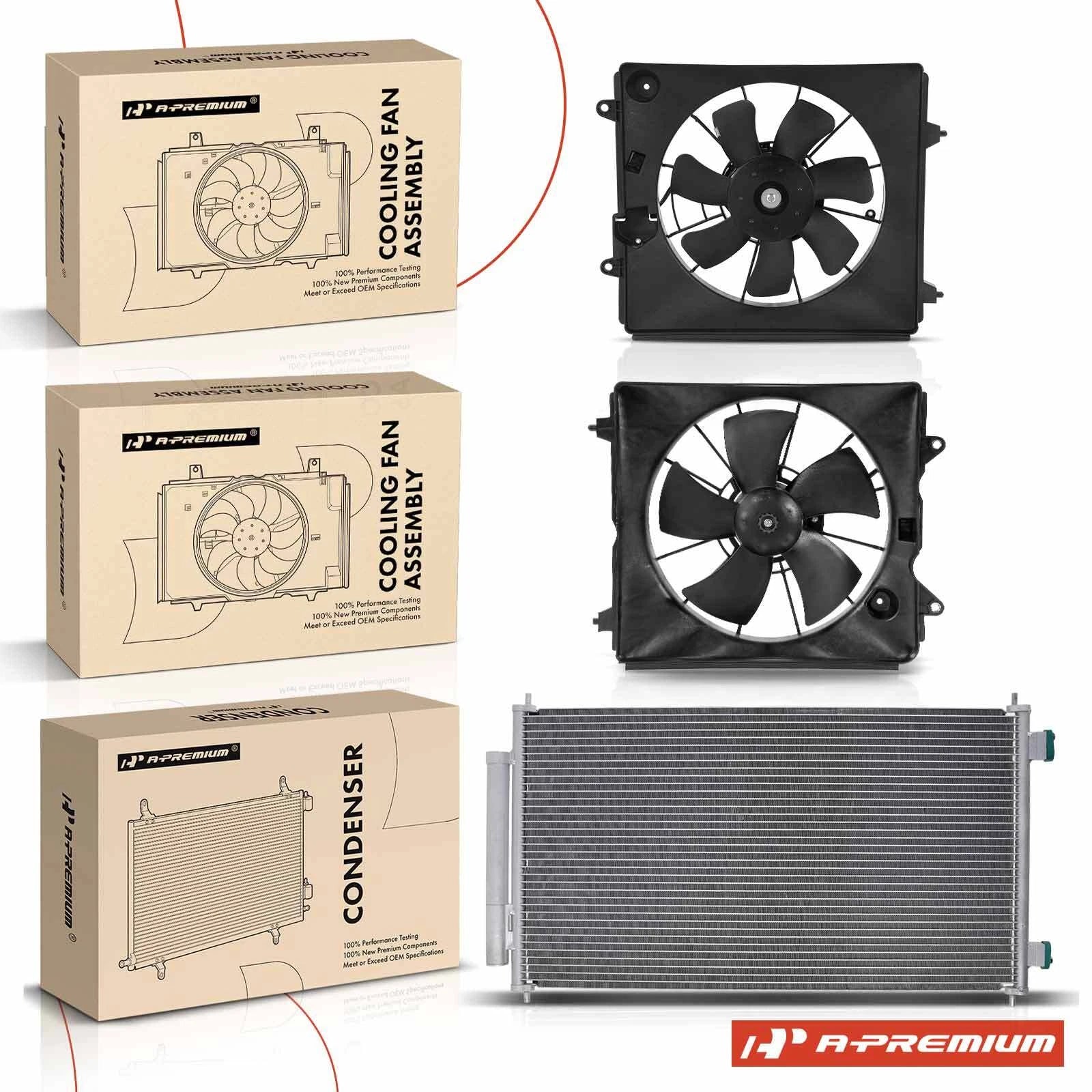 AC condenser and cooling fan assembly kit for Honda CR-V (2007–2009)