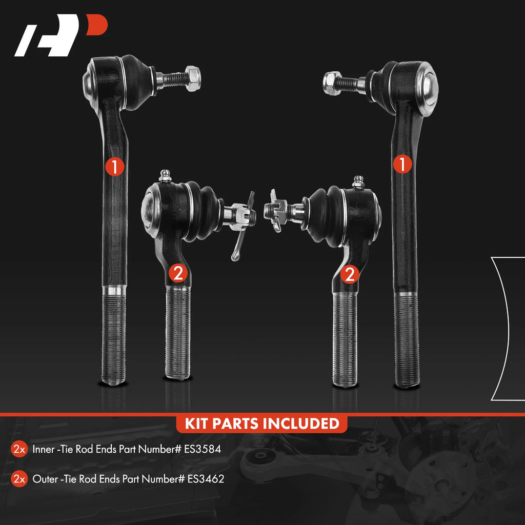 Set of 4 Inner & Outer Tie Rod Ends for Chevy Blazer (1998-2005)