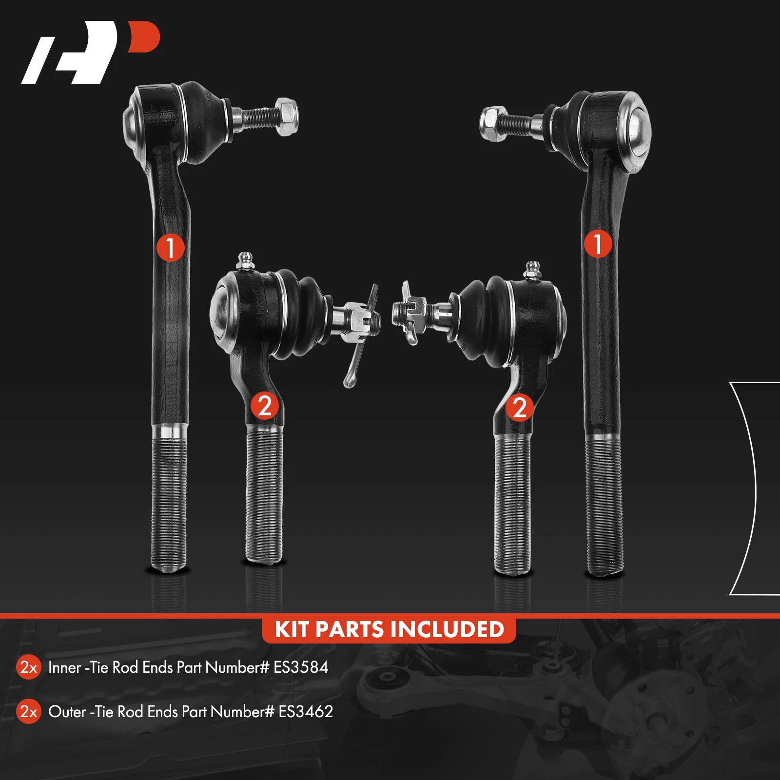Set of 4 Inner & Outer Tie Rod Ends for Chevy Blazer (1998-2005)