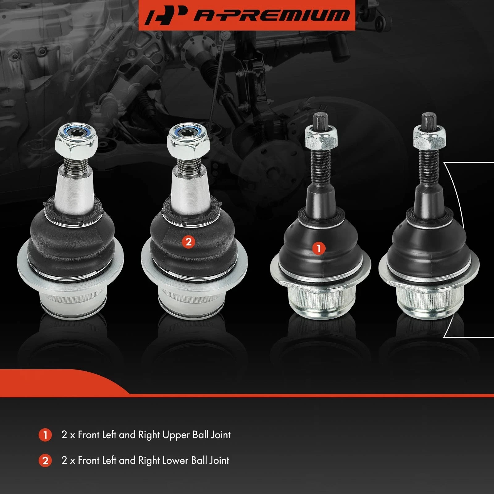 Set of 4 Front Lower & Upper Ball Joints for Ford F-150 (2021–2024)