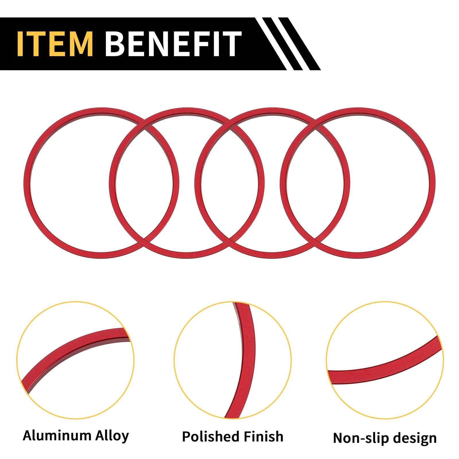 Set of 4 AC Vent Dashboard Decoration Rings for Toyota Tacoma (2016–2023) Red