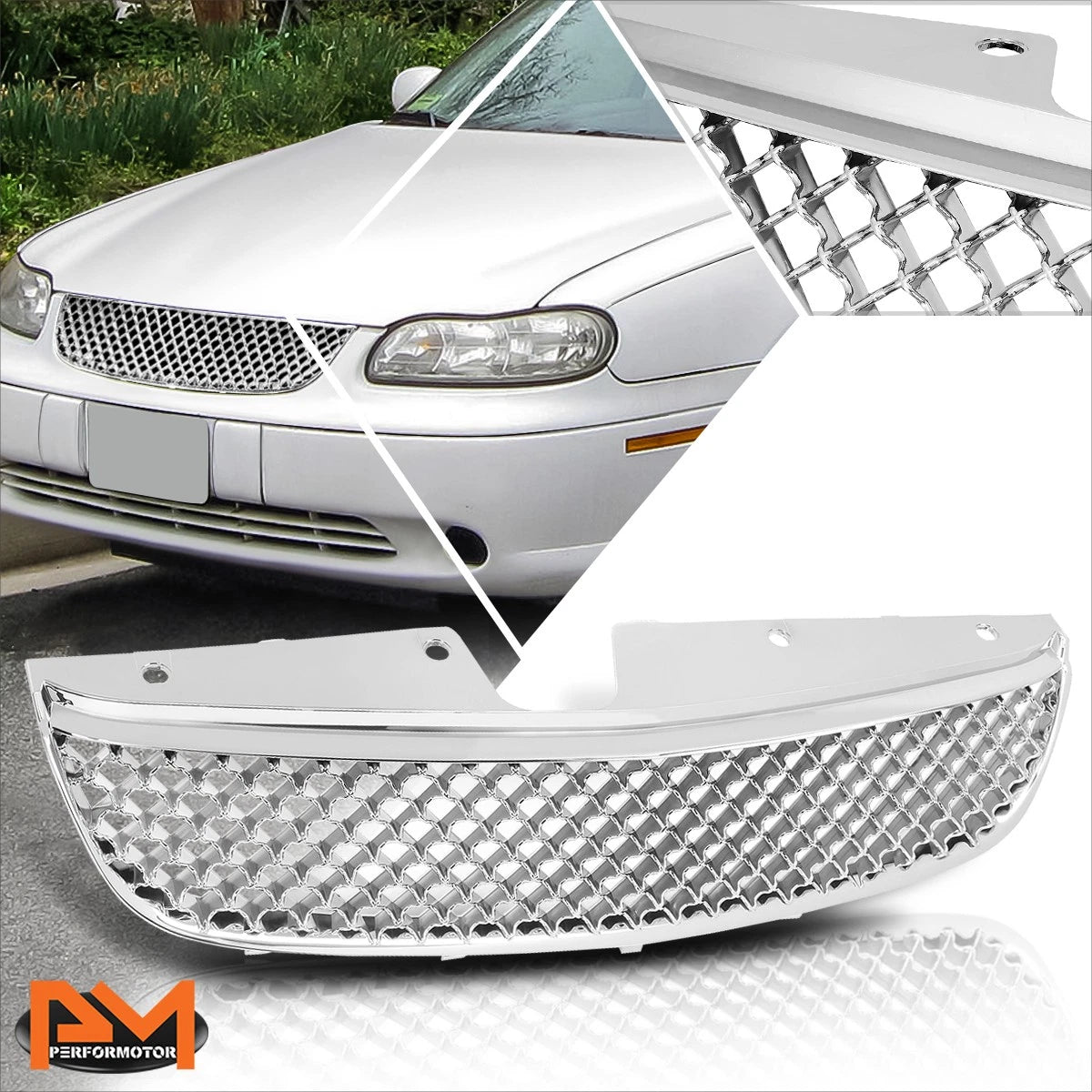 Diamond Mesh Front Bumper Grille for Chevy Malibu (1997–1999) Chrome