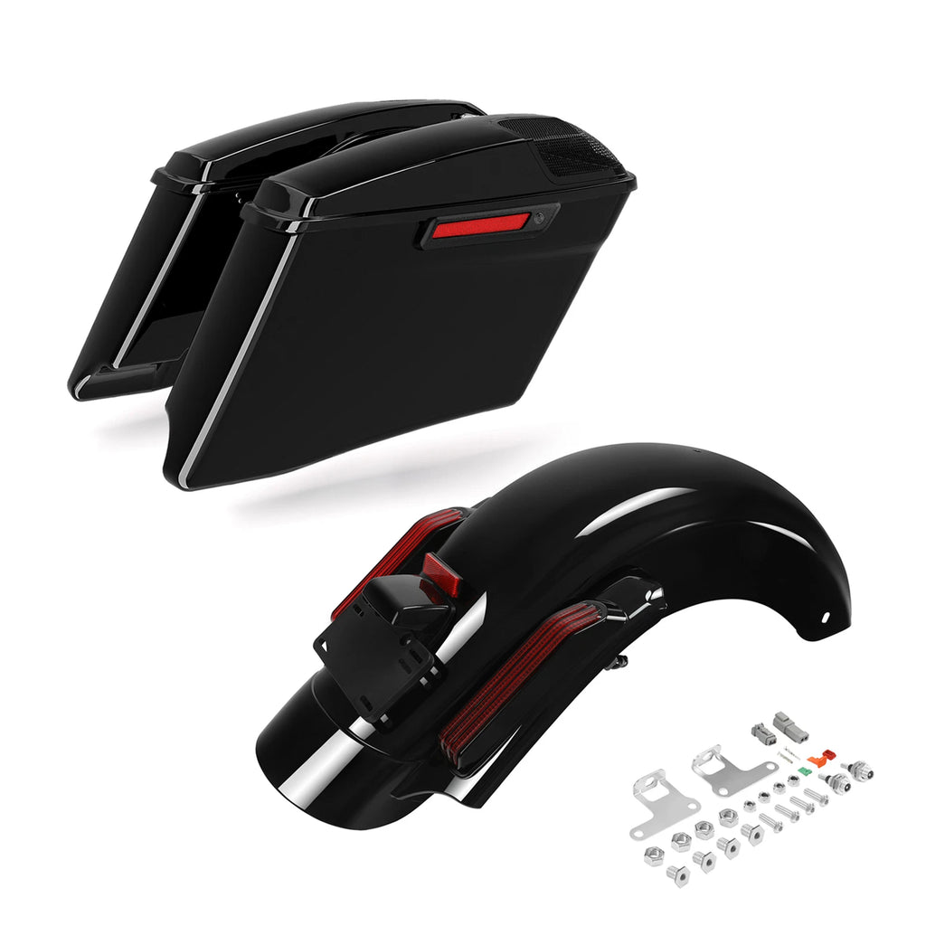 4" Stretched Hard Saddlebags & Rear LED Fender for Harley Road Glide (2014–2023)