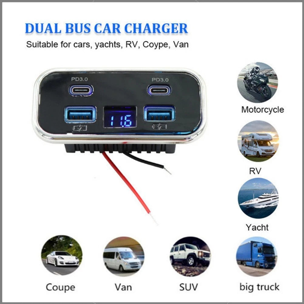 Dual 4 Port USB Charger for RV Marine Bus (12V 24V)