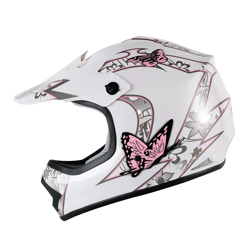 DOT Youth Kid Pink Full Face Helmet for Motocross ATV (S/M/L/XL)