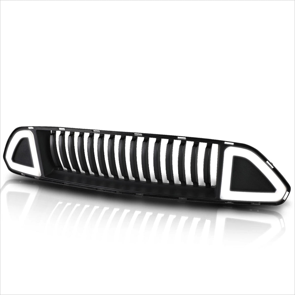 Vertical Fence Front Bumper Grille w/Triangle LED Light for Ford Mustang (2015–2017)