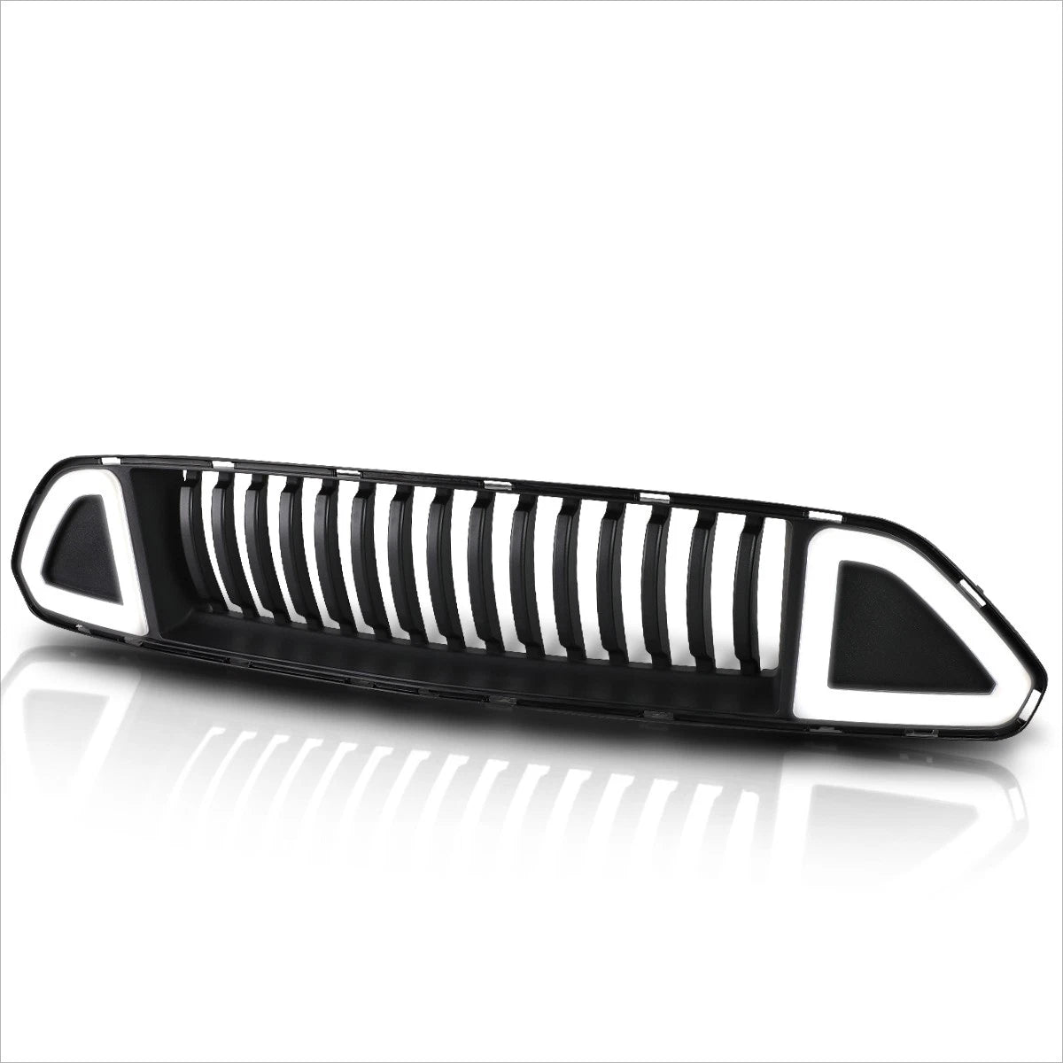 Vertical Fence Front Bumper Grille w/Triangle LED Light for Ford Mustang (2015–2017)