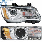 Right Side Headlight Assembly for Chrysler 300 (2011–2014) Halogen Chrome Clear