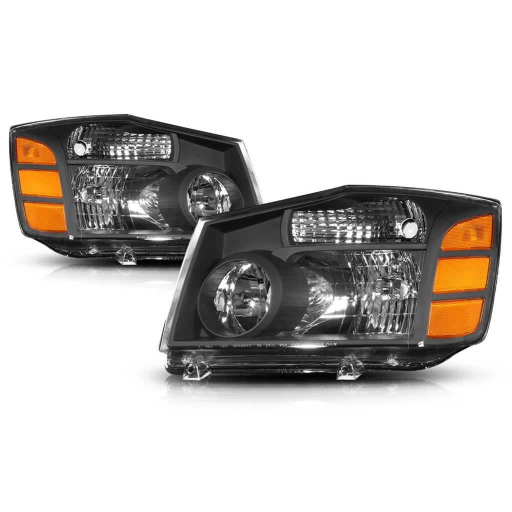 Factory Style Headlight Black Housing Amber Corner for Titan Armada (2004–2015)