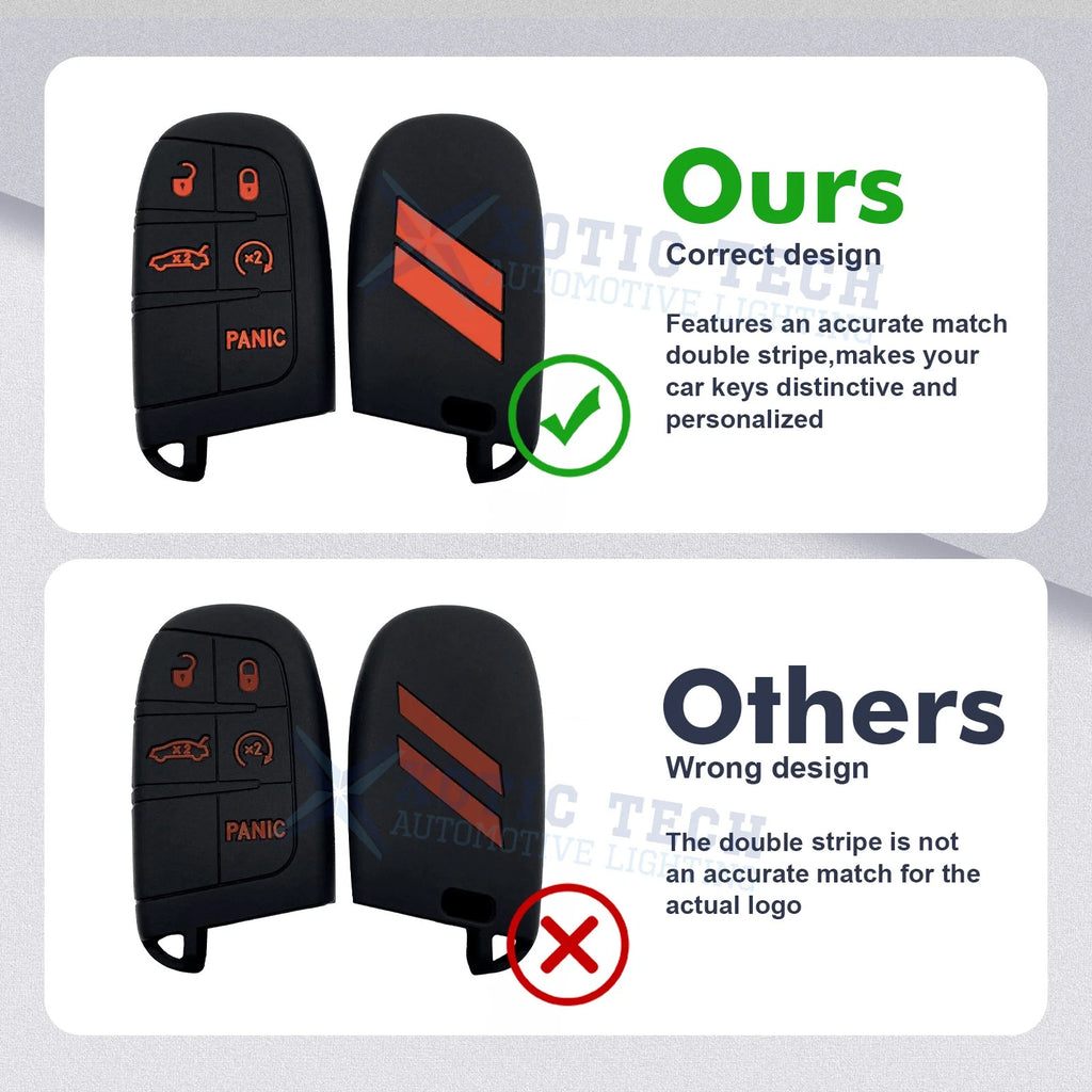 Silicone Remote Key Fob Shell Cover for Jeep Chrysler Dodge (2014-2019)
