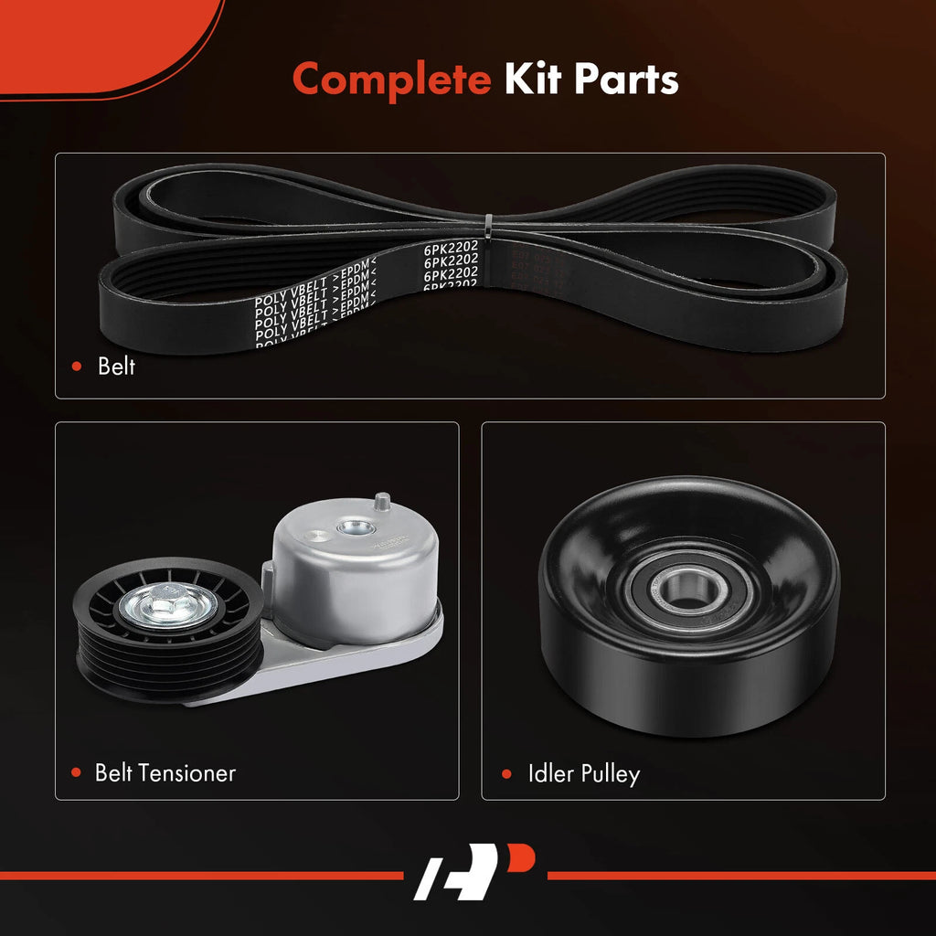3X Serpentine Belt Drive Component Kit for Ford Explorer Ranger (2001-2011)