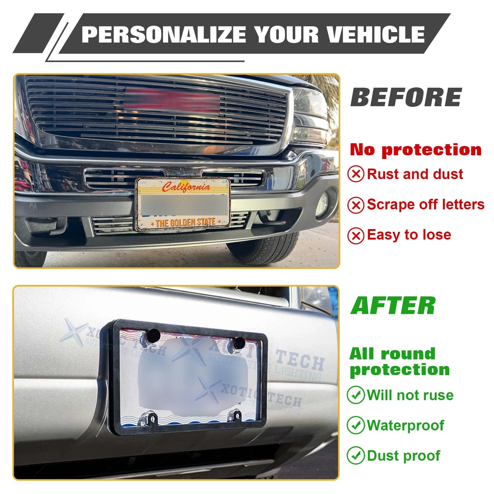 Car Clear License Plate Covers for Standard US Plates Fits 2011-2024