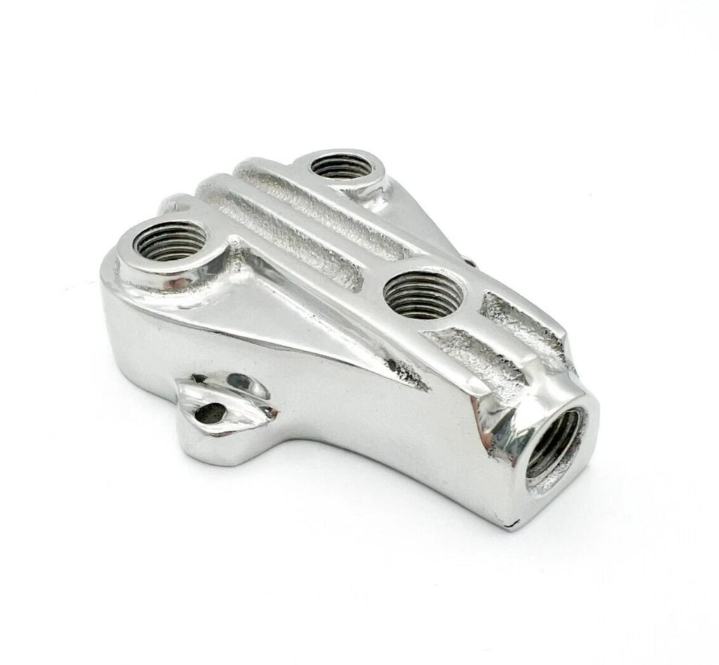 3 Port Fuel Distribution Block Polished Triangle Finned for Hot Rods (Aluminum, USA)