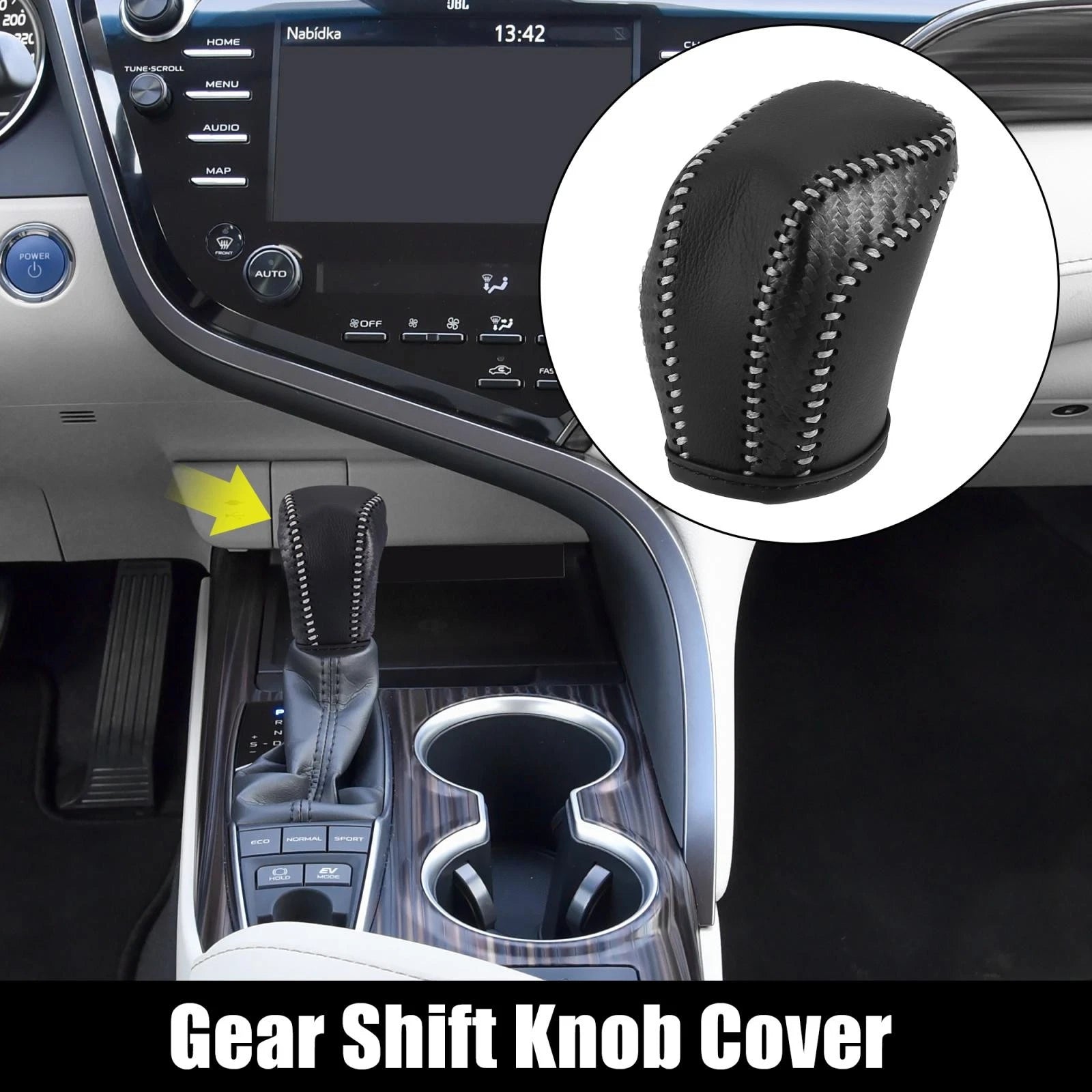 Gear Shift Knob Cover for Toyota Camry (2017–2021), Avalon (2019–2021), Corolla (2019–2021) Black