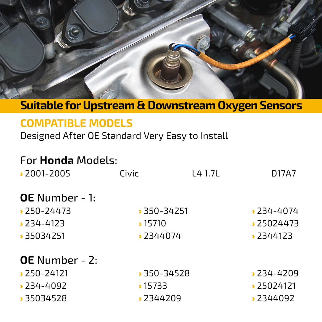 2X Oxygen O2 Sensor for Honda Prelude 2.2L 2.3L (1996) Upstream & Downstream
