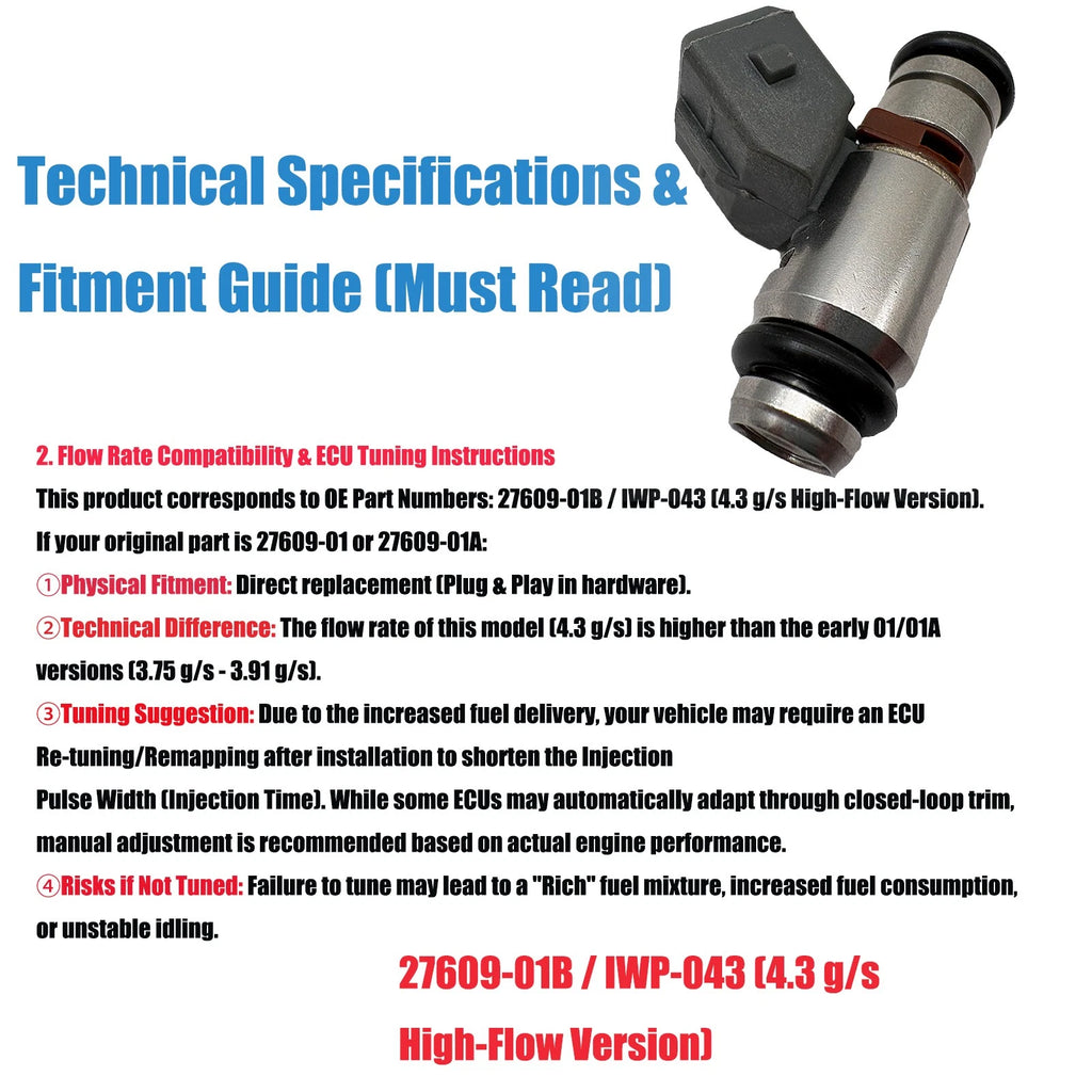 2X Injector for Harley 4.3 Twin Cam (2001–2016) 27609-01B