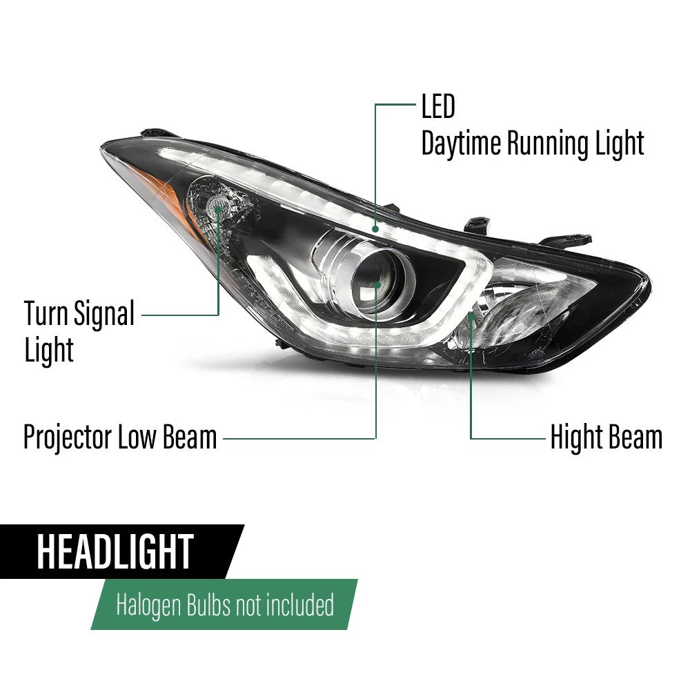 LED DRL Projector Headlights for Hyundai Elantra (2014–2016)