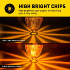 4X Amber LED Round Marker Lamp for Truck Trailer (Always On Strobe)