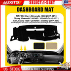 Dashboard Mat Cover for Chevy Silverado & GMC Sierra (2007–2013) Black
