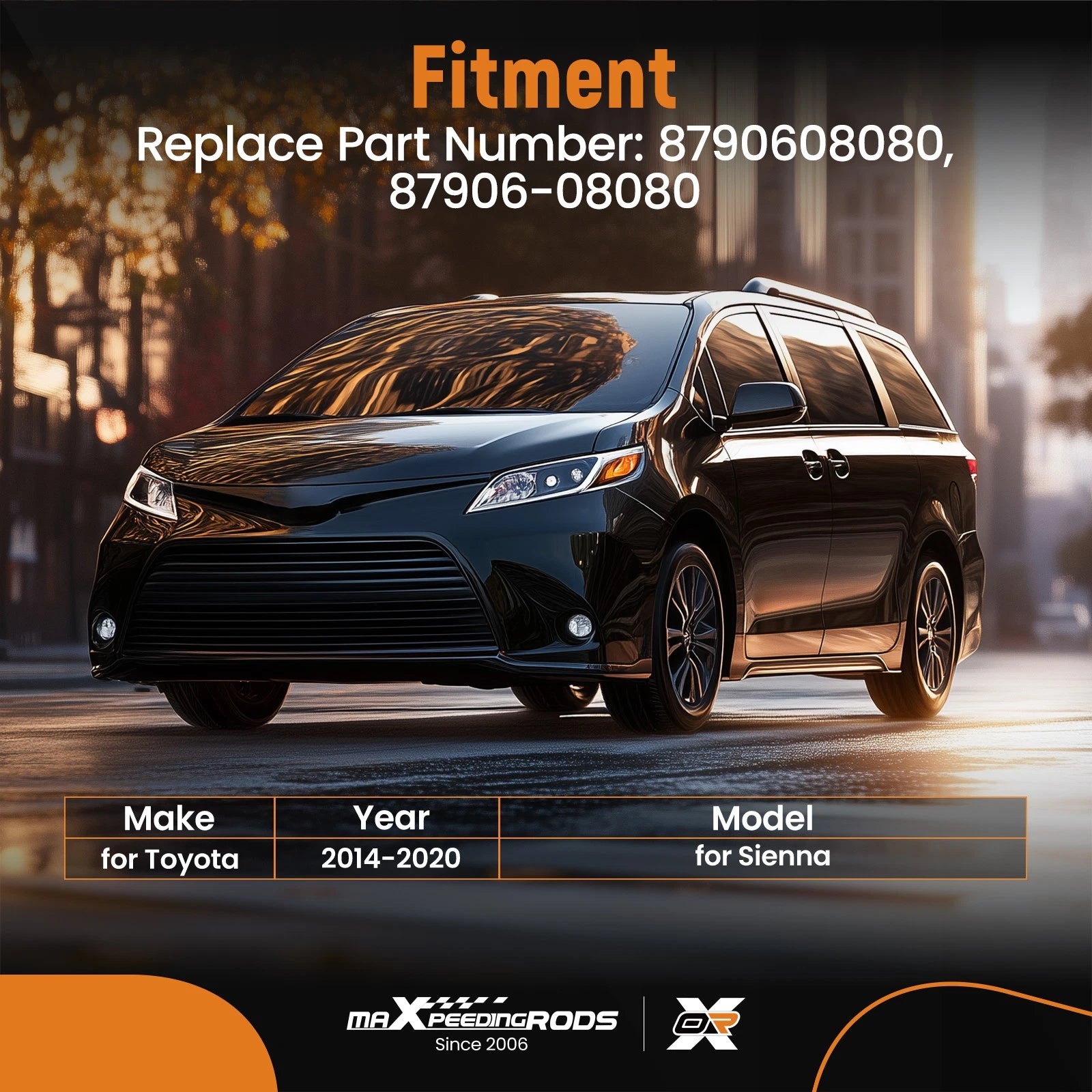 Power Heated Left Side View Mirror Glass for Toyota Sienna (2014–2020)