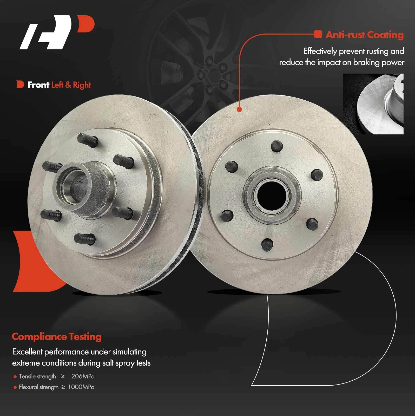 Front Disc Brake Rotors & Ceramic Pads for Chevy Express 2500 (1996-2002)