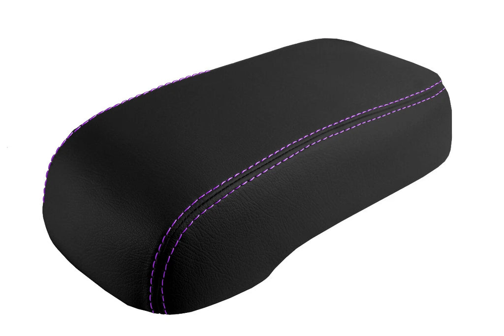 Leather Console Lid Armrest Cover for Hummer H3 (2005–2010) Purple Stitch
