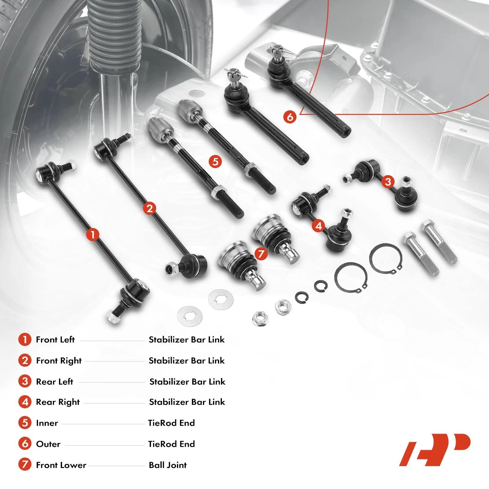 10x Front Lower Ball Joints & Sway Bar Links for Nissan Murano (2003–2022)