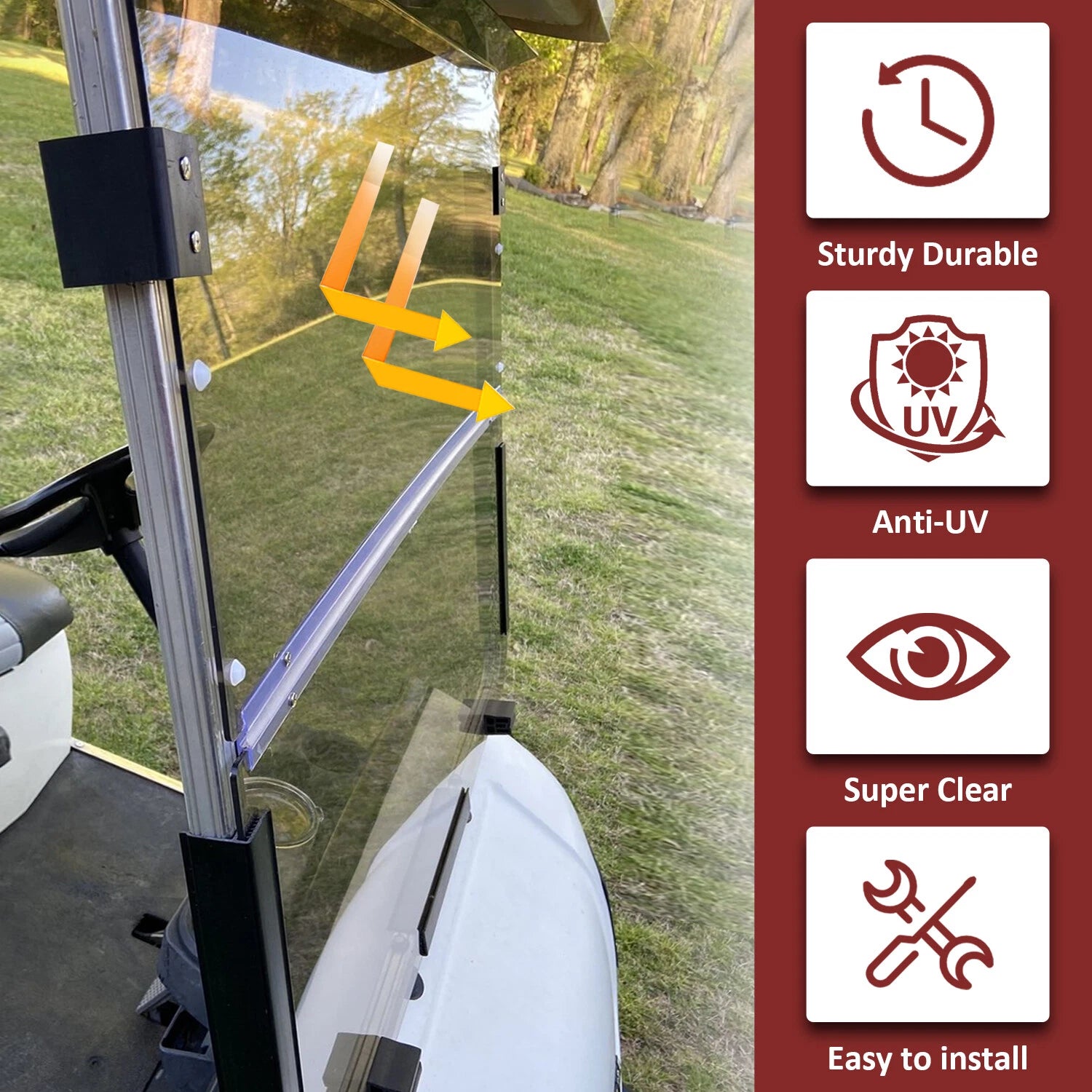 Tinted Folding Windshield for Yamaha Golf Cart G14 G16 G19 (1995–2003)