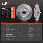 Front Drilled Brake Rotors for Chevrolet Malibu Cobalt HHR Pontiac G6 (2004–2012)