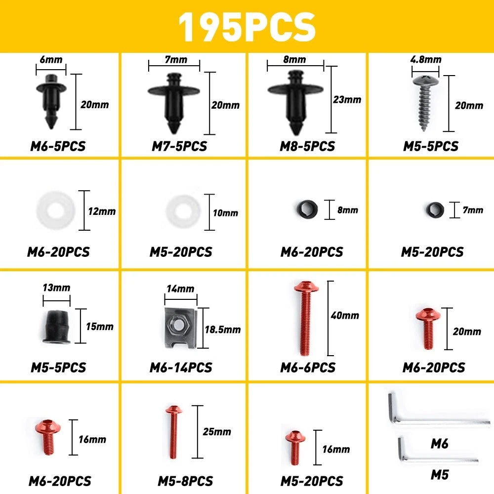 Motorcycle Fairing Kit Bolt Screw Set for Red Bikes (USA)