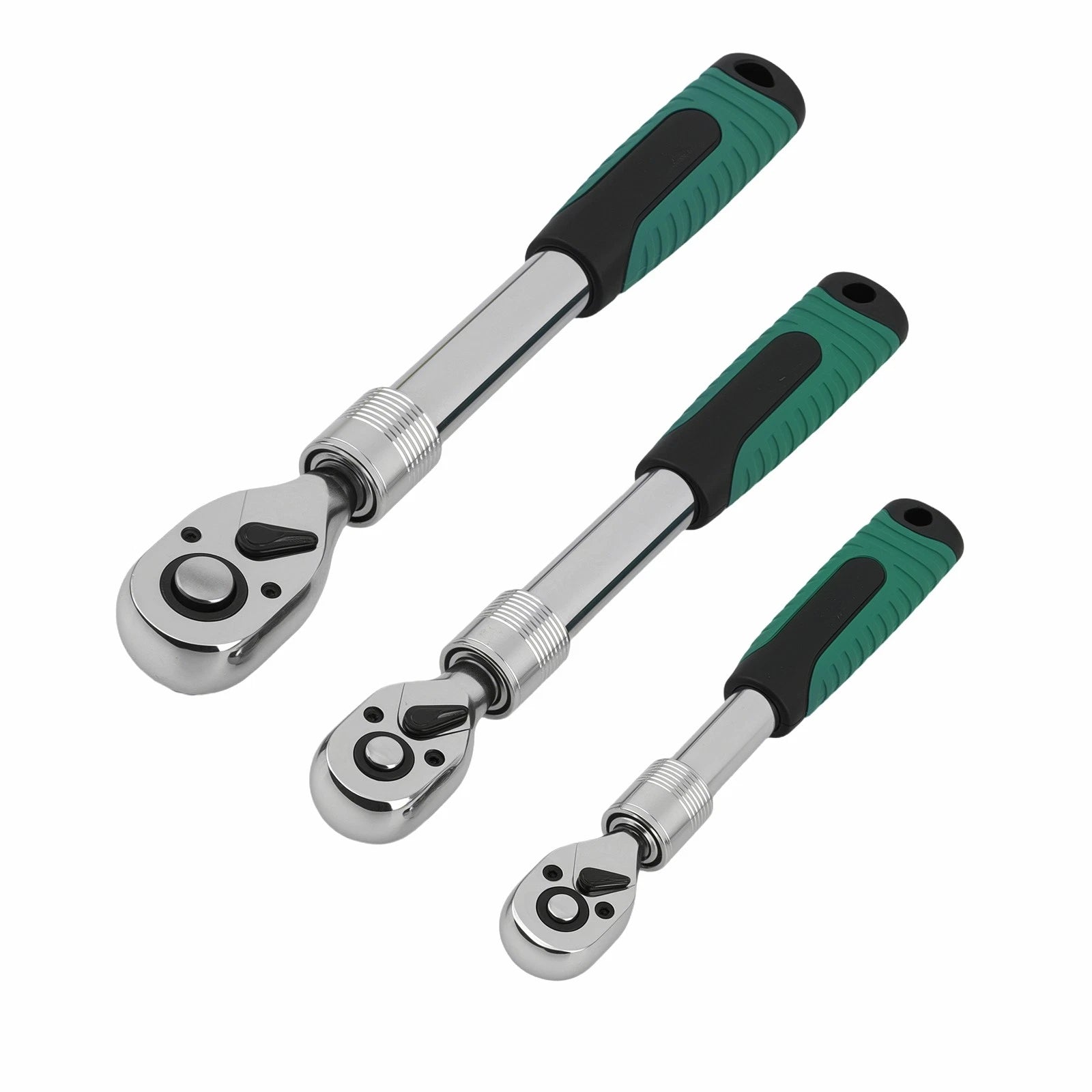 Set of 3 Extendable Ratchet Socket Wrenches 1/4 3/8 1/2 Drive