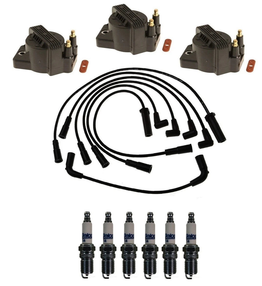 Ignition Wires & Coils Set of 3 with 6 Spark Plugs for Buick Oldsmobile Pontiac (V6)