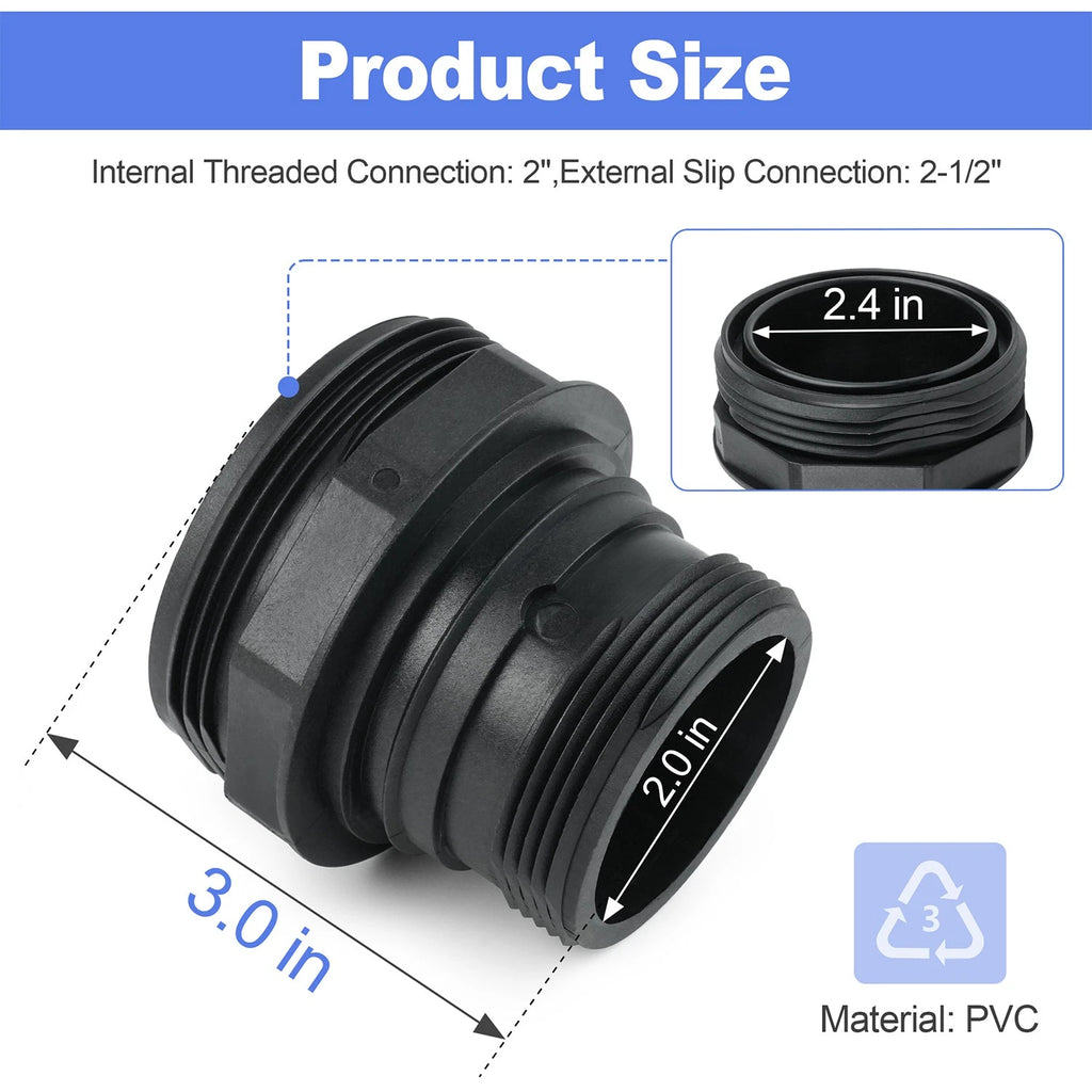 2X 2-1/2" Replacement Bulkhead Fitting CX3035F for Hayward SwimClear C2030