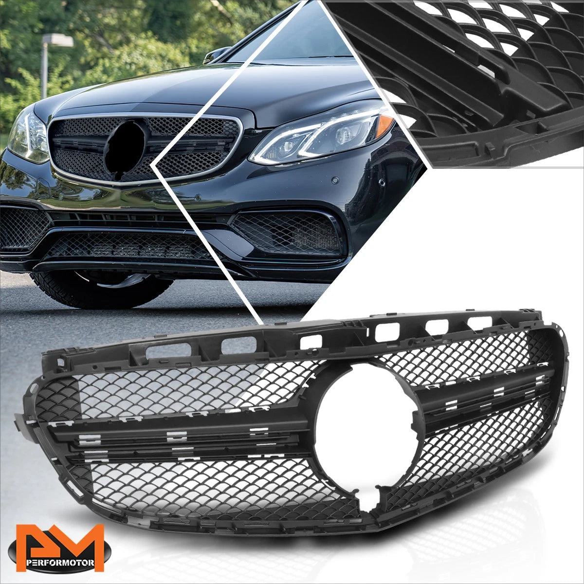 Diamond Mesh Grille with Badge Slot for Mercedes-Benz E63 AMG (2014–2015)