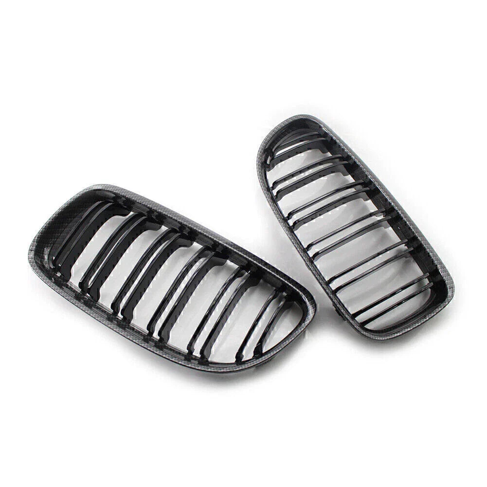 Carbo & Black Double Slat Front Kidney Grille for BMW E90 E91 325i 328i 335i (09-12)