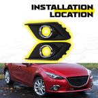 Set of 2 Fog Light Opening Bezel Covers for Mazda3 (2014–2016)