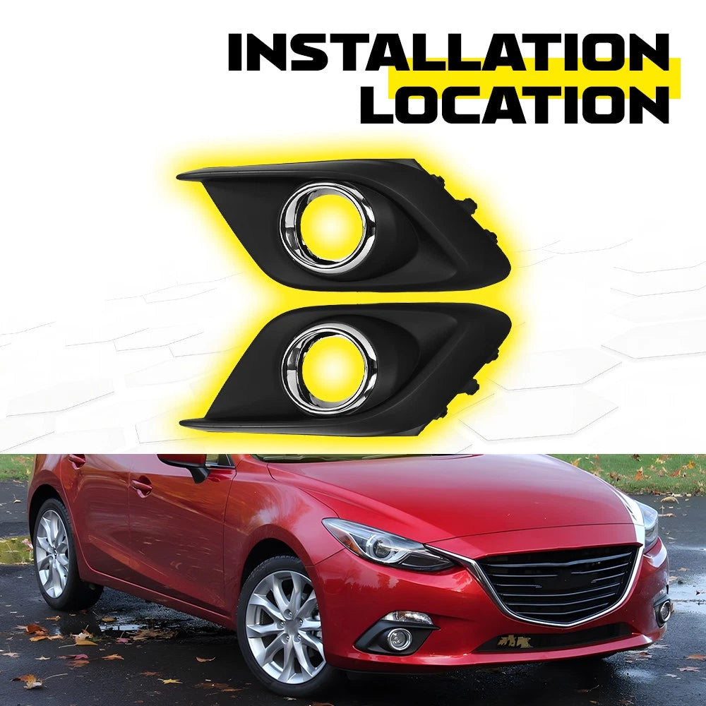 Set of 2 Fog Light Opening Bezel Covers for Mazda3 (2014–2016)