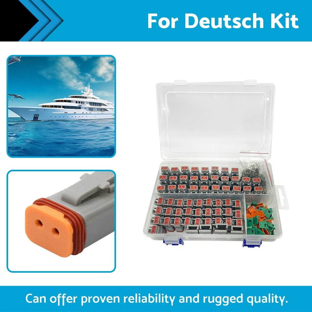 2X Deutsch DT 2 Way Connector Kit 233pcs Waterproof for Auto Marine (12-24V)
