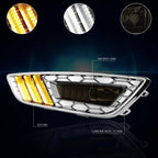 Set of 2 Smoked Lens Fog Lights + Chrome LED DRL Bezel for Ford Focus (2015–2017)