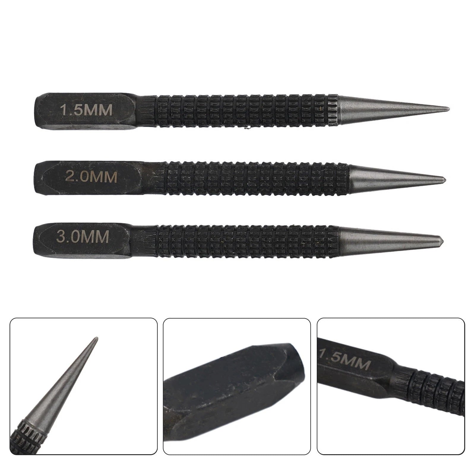 Center Punch Set of 3 Alloy Steel for Metal Wood Marking Tools