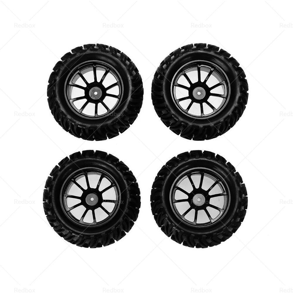 Set of 4 Wheel Rims & Tires for HSP 1:10 Monster Truck RC Car 12mm Hub